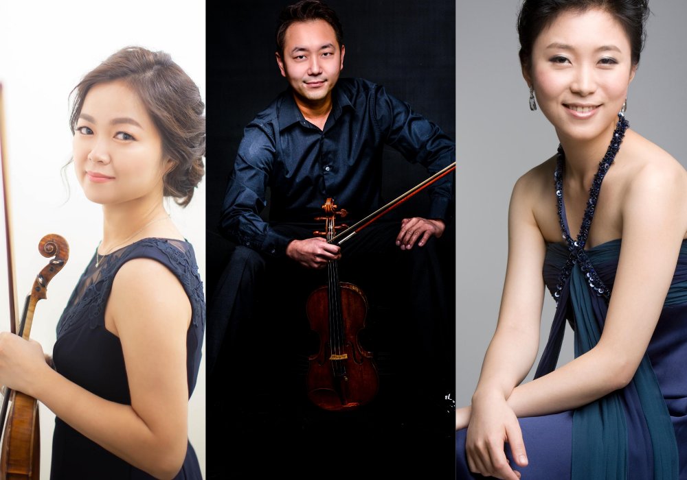 Violinists Jisun Kang, left, and Khullip Jeung will perform with pianist Min Young Kang on Sunday, August 23 on Facebook Live for the Shandelee Music Festival.